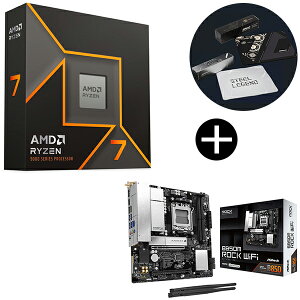 AMD Ryzen 7 9700X W/O Cooler WOF (8C/16T�A3.8GHz�A65W) CPU + ASRock B850M Rock WiFi �u���b�N �}�U�[�{�[�h + ASRock�I���W�i���}�E�X�p�b�h �Z�b�g