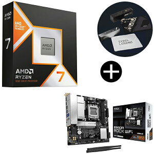 AMD Ryzen 7 9850X3D W/O Cooler WOF 100-100001973WOF CPU (8C/16T 4.7Ghz 120W) + ASRock B850M Rock WiFi �u���b�N �}�U�[�{�[�h + ASRock�I���W�i���}�E�X�p�b�h �Z�b�g