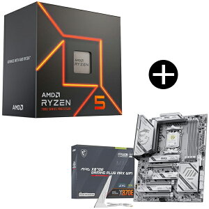 AMD Ryzen5 7600 With Wraith Stealth Cooler 100-100001015BOX CPU (6C/12T 4.0Ghz 65W) + MSI MAG X870E GAMING PLUS MAX WIFI �z���C�g MAG X870E GAMING PLUS MAX WIFI �}�U�[�{�[�h �Z�b�g