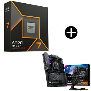 AMD Ryzen 7 9700X W/O Cooler WOF (8C/16T�A3.8GHz�A65W) CPU + MSI MPG X870E CARBON MAX WIFI �u���b�N ATX�Q�[�~���O�}�U�[�{�[�h �Z�b�g
