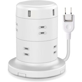 ELECOM ECT-0620WH [ 電源タップ 8個口 2P 雷サージ トラッキング防止 ほこり防止 USBポート付き タワー型 2m ホワイト ] メーカー直送