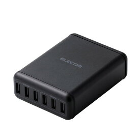 ELECOM MPA-ACD03BK スマートフォン・タブレット用AC充電器 USB-A6ポート(おまかせ充電) 電源ケーブル1.5m ブラック (PSE認証済み)メーカー直送