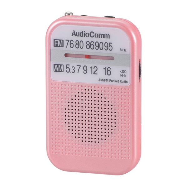 高感度で聴きやすいクリアな音声 オーム電機 RAD-P132N-P ピンク 新年の贈り物 引出物 AM FMポケットラジオ AudioComm
