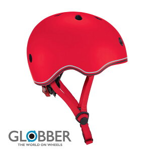 GLOBBER グロッバー LEDライト付きヘルメット 48-53cm レッド 子供 キッズ 自転車 キックスクーター キックボード スケートボード スポーツ 外遊び あご紐 安全 サイズ調整 おすすめ