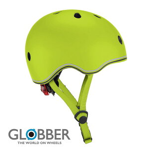 GLOBBER グロッバー LEDライト付きヘルメット 45-51cm ライムグリーン 子供 キッズ 自転車 キックスクーター キックボード スケートボード スポーツ 外遊び あご紐 安全 サイズ調整 おすすめ