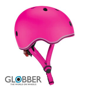 GLOBBER グロッバー LEDライト付きヘルメット 45-51cm ディープピンク 子供 キッズ 自転車 キックスクーター キックボード スケートボード スポーツ 外遊び あご紐 安全 サイズ調整 おすすめ