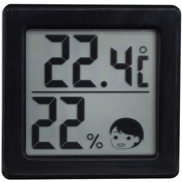 手のひらサイズのコンパクト設計で場所をとらない温湿度計です DRETEC O-257BK ブラック 小さいデジタル温湿度計 おすすめ メーカー公式
