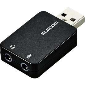 ELECOM USB-AADC01BK オーディオ変換アダプタ USB-φ3.5mm オーディオ出力 マイク入力 直挿し コンパクト ブラック
