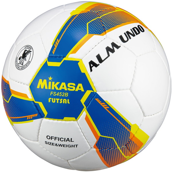 ギフトMIKASA ミカサ FS452B-BLY ALMUNDO フットサルボール 検定球 4号球 手縫い 一般・大学・高校・中学生用 ブルー イエロー