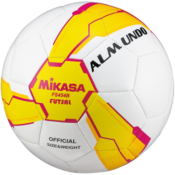 MIKASA ミカサ FS454B-YP ALMUNDO フットサルボール レジャー用 4号球 手縫い 一般・大学・高校・中学生用 イエロー ピンク