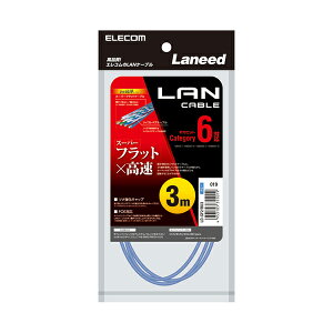 ELECOM LD-GF2/BU3 �u���[ [ �J�e�S���[6�Ή�LAN�P�[�u�� �t���b�g 3.0m ]