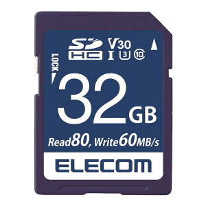 ELECOM MF-FS032GU13V3R SDHC�J�[�h �f�[�^�����T�[�r�X�t �r�f�I�X�s�[�h�N���X�Ή� UHS-I U3 80MB s 32GB ���[�J�[����