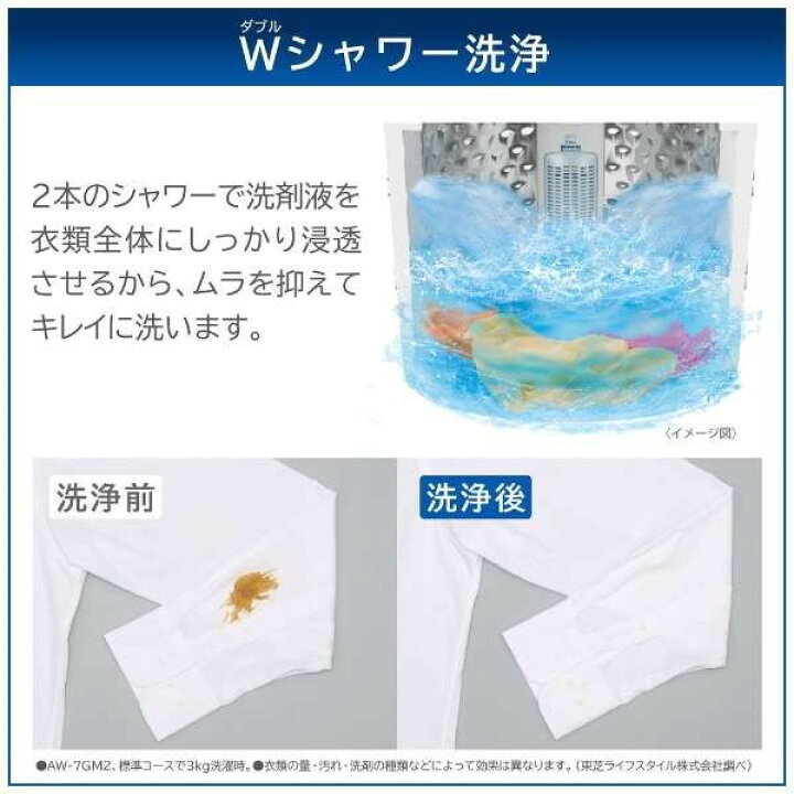 楽天市場】洗濯機 7kg 東芝 ピュアホワイト 全自動洗濯機 AW-7GM2 7.0 