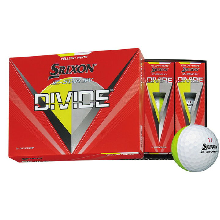 【日本正規品】 DUNLOP スリクソン Z-STAR XV ボール 2023年モデル DIVIDE(ディバイド) ツートンカラー(イエロー/ホワイト) 1ダース(12個入り) XPRICE スリクソン Z-STAR XVパッションイエローゴルフボール 1ダース 新品