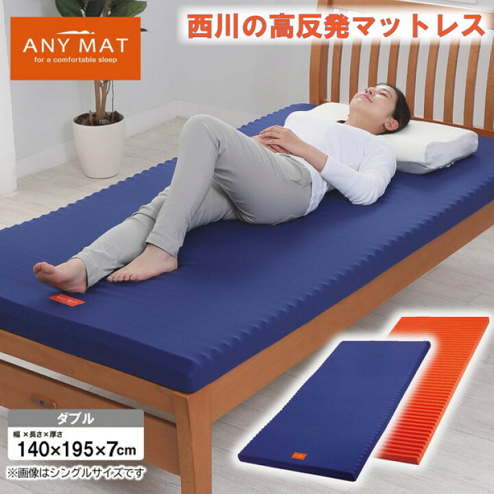 楽天市場】西川 エニーマットレス ベーシック 丸巻き ダブル ブルー 
