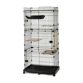猫 ケージ 3段 猫 ゲージ おしゃれ ハンモック キャットケージ 大型 ワイド スリム 多頭飼い ルーフキャットケージ RFC-904 ケージ キャットゲージ ハンモック付 スライドドア アイリスオーヤマ