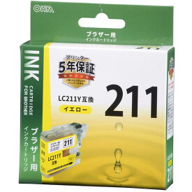 オーム電機 INK-B211B-Y [ブラザー互換 LC211Y 染料イエロー]