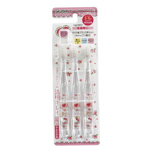 スケーター TBCR5T キティ ラブリーフラワー 子供用 歯ブラシ 3本セット 園児用 クリア サンリオ 歯ブラシキャップ付き