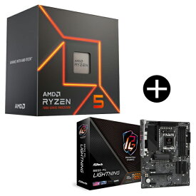 【国内正規品】 セット AMD Ryzen5 7600 With Wraith Stealth Cooler 100-100001015BOX CPU (6C/12T 4.0Ghz 65W) + ASRock B650 PG Lightning マザーボード セット品 CPU MB M/B