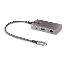 StarTech 103B-USBC-MULTIPORT スペースグレー [マルチポートアダプター (USB-C接続/シングルモニター/4K60Hz HDMI/HDR10/100W USB PDパススルー/2x USB-A/イーサネット/30cm 一体型ケーブル)]