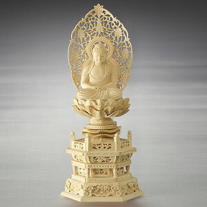 ALTE MEISTER 六角台座 唐草光背 阿弥陀如来 2.0 柘植 仏像 木彫 仏壇 仏具 時宗 浄土宗 座像