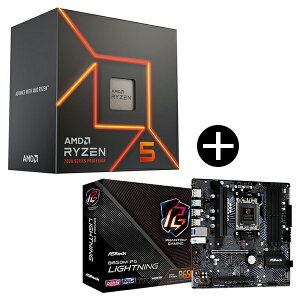 y Zbgi zAMD Ryzen5 7600 With Wraith Stealth Cooler 100-100001015BOX CPU (6C/12T 4.0Ghz 65W) + ASRock B650M PG Lightning }U[{[h Zbg