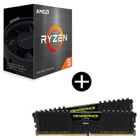 【国内正規品】 AMD Ryzen 5 5500 Wraith Spire Cooler CPU + Corsair CMK32GX4M2E3200C16 Black VENGEANCE LPXシリーズ デスクトップ用メモリ 32GB(16GBx2) セット