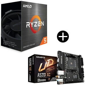 y Zbgi zAMD Ryzen 5 5500 Wraith Spire Cooler CPU + GIGABYTE A520I AC }U[{[h Zbg