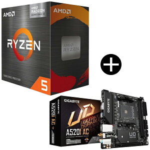y Zbgi zAMD Ryzen 5 5500GT BOX With Wraith Stealth Cooler CPU + GIGABYTE A520I AC }U[{[h Zbg