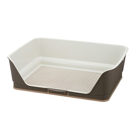 リッチェル 犬トイレ 犬 トイレ トイレトレー 囲い オス メッシュ はみ出し 体重目安12kg以下 お掃除簡単ステップ壁付トイレ ワイド ダークブラウン