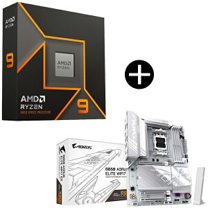 AMD Ryzen 9 9900X W/O Cooler WOF (12C/24TA4.4GHzA120W) CPU + GIGABYTE B850 A ELITE WF7 ICE ATX}U[{[h Zbg