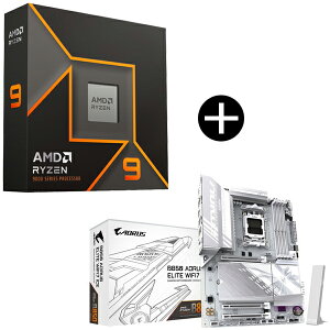 AMD Ryzen 9 9950X W/O Cooler WOF (16C/32TA4.3GHzA170W) CPU + GIGABYTE B850 A ELITE WF7 ICE ATX}U[{[h Zbg