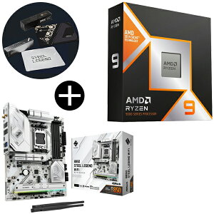 AMD Ryzen 9 9900X3D CPU + ASRock B850 Steel Legend WiFi ATX}U[{[h + ASRockIWi}EXpbh Zbg