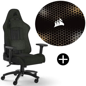 Corsair TC100 Fabric Black (CF-9010051-WW) �u���b�N �t�@�u���b�N���f�� �Q�[�~���O�`�F�A + Corsair�`�F�A�}�b�g �Z�b�g
