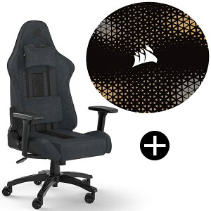 Corsair TC100 Fabric Gray/Black (CF-9010052-WW) �O���[/�u���b�N �t�@�u���b�N���f�� �Q�[�~���O�`�F�A + Corsair�`�F�A�}�b�g �Z�b�g