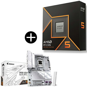 AMD Ryzen 5 9600X W/O Cooler WOF (6C/12TA3.9GHzA65W) CPU + GIGABYTE B850 A ELITE WF7 ICE ATX}U[{[h Zbg