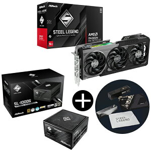 ASRock RX9070XT SLD 16G ubN OtBbN{[h + SL-1000G ubN Steel Legend djbg (1000W) + ASRockIWi}EXpbh Zbg