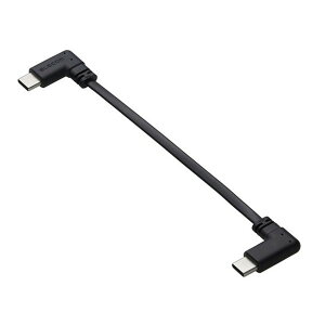 ELECOM MPA-CCLL01BK USB Type-C ケーブル (USB-C to USB-C) 短い 0.1m L字 フラット PD 60W 急速充電 モバイルバッテリー向け ブラック