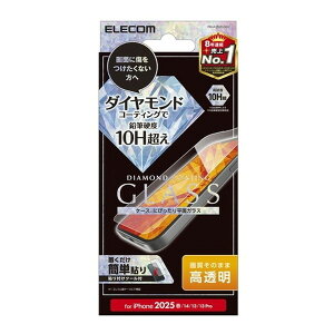ELECOM PM-A25SFLGDC iPhone 16e / 14 / 13 / 13 Pro �K���X�t�B���� ������ �_�C�������h�R�[�g �\�ʍd�x10H�� ���ɋ���