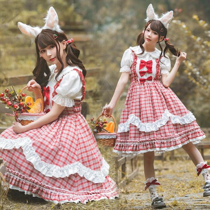 楽天市場】ロリータワンピース チェック柄 ロリータ服 キャミソール  