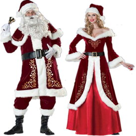 クリスマス コスプレ衣装 メンズ レディース クリスマス衣装 サンタコス クリスマスパーティー衣装 舞台 演出服 コスチューム サンタクロース 変身仮装 髭付き 帽子付き