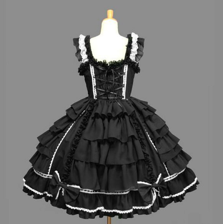 楽天市場】ゴスロリ スカラップワンピース ロリータ服 ロリータ 