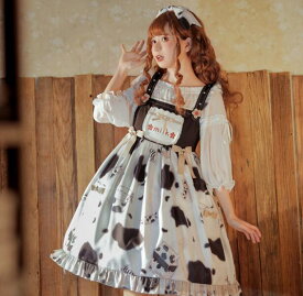 ロリータワンピース 膝丈ドレス キャミソール ロリータ服 スカラップドレス lolita 可愛いドレス 女子高校生 ハロウィン コスプレ衣装 学園祭 文化祭 発表会 イベント コスチューム ミルク もえもえ 撮影衣装