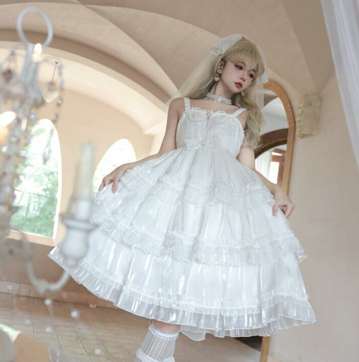 楽天市場】ワンピース お姫様 ロリータワンピース 真っ白 ロリータ 