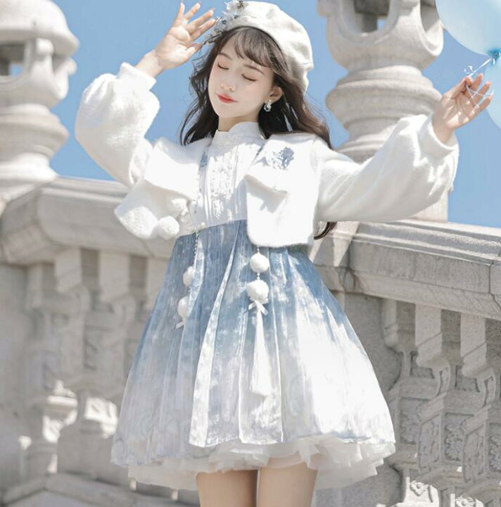 楽天市場】改良版漢服 秋冬 ロリータワンピース かわいい 漢風 
