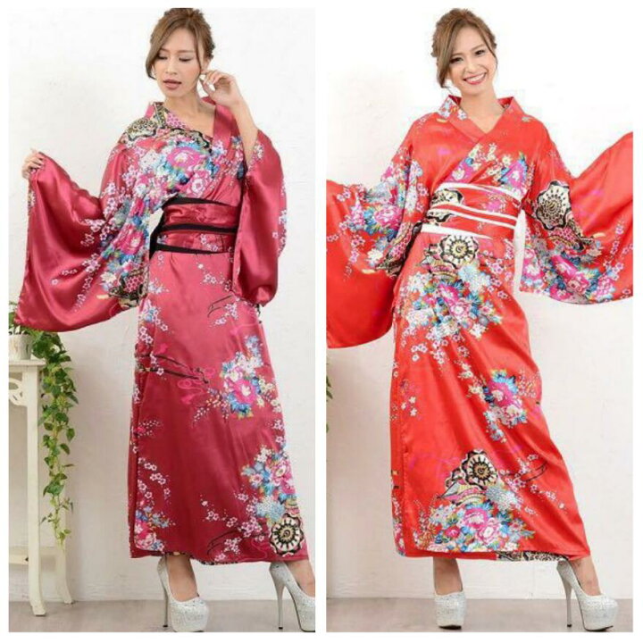 楽天市場】着物 ロング丈 桜柄 花魁 コスプレ 着物ドレス 花魁 