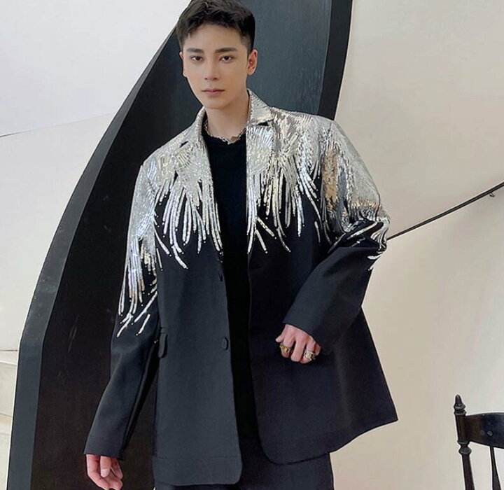 メンズスパンコールジャケット 高級野球スタイルアウターウェア ファッショナブルなカジュアルウェア2052 【楽天市場】韓国 ジャケット 春 メンズ  ニッチ スパンコール キラキラ ショート ラグジュアリー カジュアル シングルブレスト ポケット カフス袖 長袖 光沢 ... メンズスパンコールジャケット 高級野球スタイルアウターウェア ファッショナブルなカジュアルウェア2052