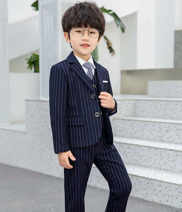楽天市場】子供スーツ 男の子 スーツセット 春秋 ストライプ柄スーツ  