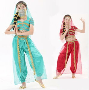 キッズ アラビアン仮装 ベリー 演出服 女の子 ベリーダンス衣装 ハロウィン コスプレ衣装 アラジンパンツ ジャスミン ベリーレッスン着 発表会 コスチューム ベリーダンス ステージ衣装 コ