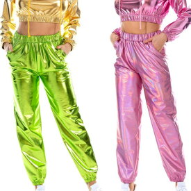 レザーパンツ サルエルパンツ レディース ダンス衣装 DS ジャズ ヒップホップ チノパン ゆったり カジュアルパンツ ステージ衣装 光沢あり パーティーウェア チアガール 9色